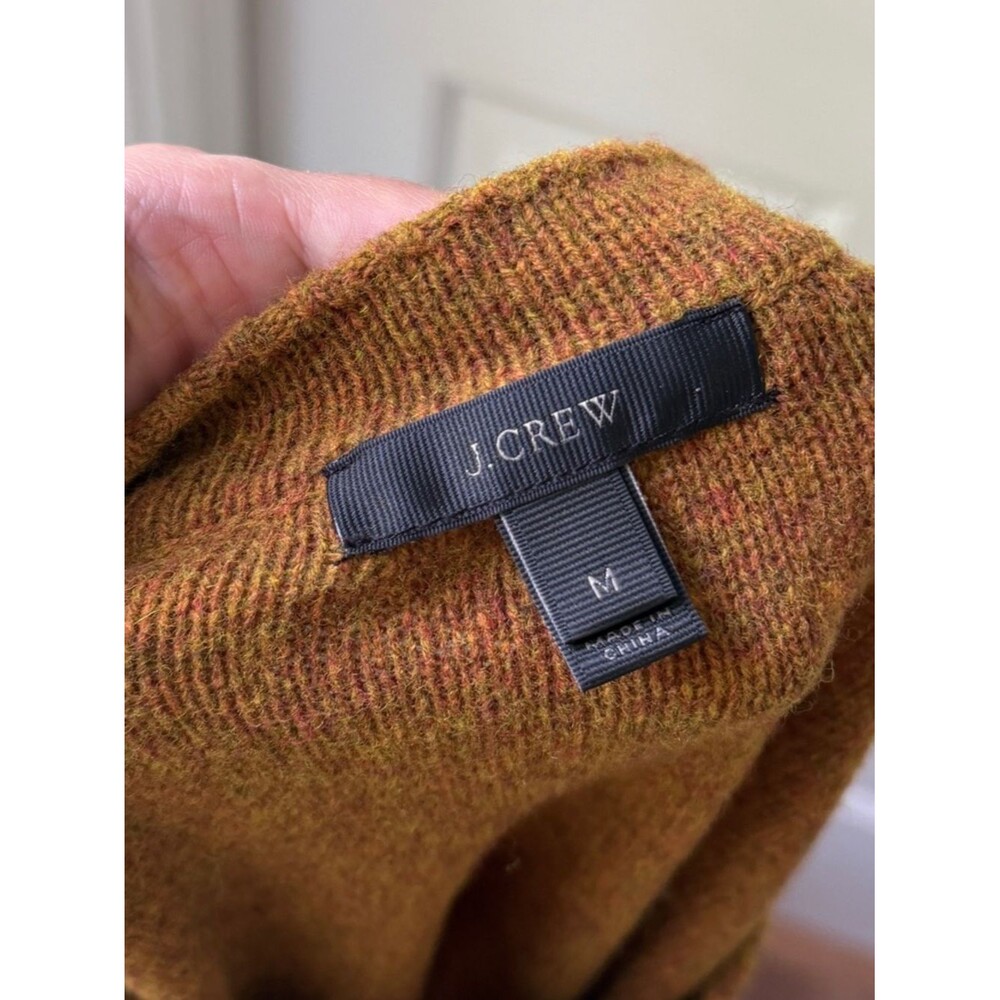 J. Crew 100% Wool Carmel/Mustard Cable Knit Sweater Medium - Picture 4 of 5